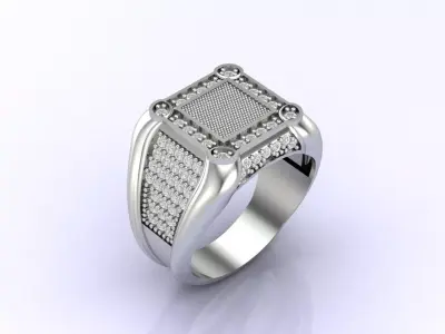 Print Ready STL 3DM  Gents Rings Diamond Men Ring  3D print model 53