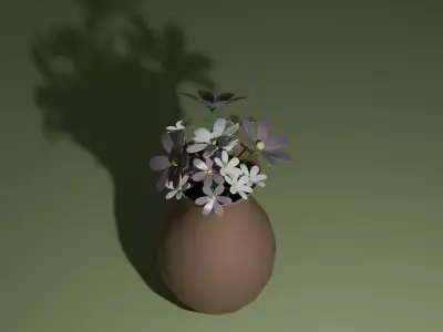 Vase with Flowers Decorative 3D Model Low-poly 3D model