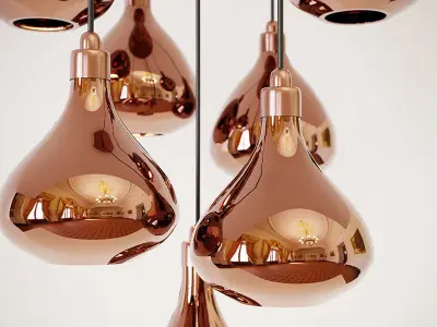 Copper Mirror Ball Pendant Light 3D model