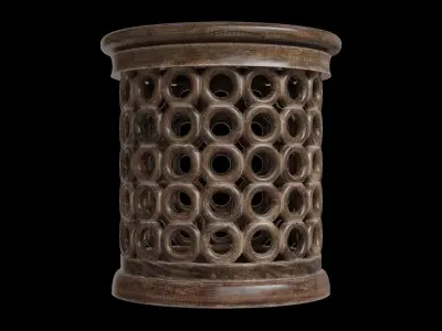 Solid Wood Drum End Table 3D model