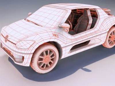 Volkswagen baggy Up Low-poly 3D model