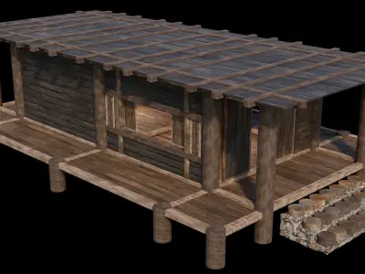 Medieval Houses 20 - 4K Textures Game Ready Low-poly 3D model