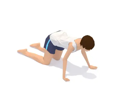Cow  Yoga Exercise Woman Animation Low-poly 3D model