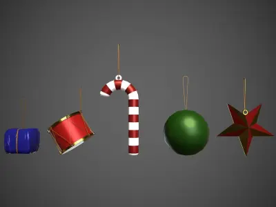 Christmas Ornamentals Tree Decorations Low-poly 3D model