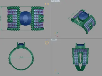 Exquisite Rectangular Emerald and Diamond  3D print model