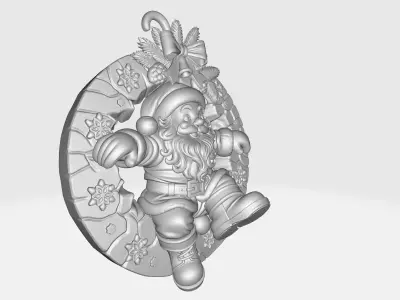 Santa Claus Christmas Wreath Ornament Festive Holiday  3D print model