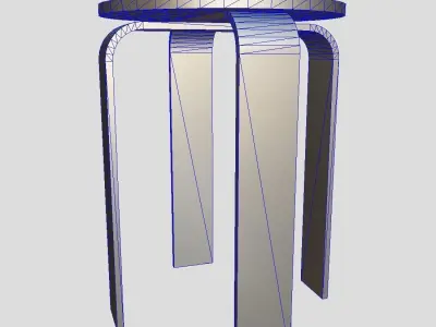 Stool round wooden table with two legs Low-poly 3D model