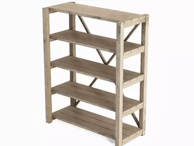 Wide Pottery Shelf B 02 Low-poly 3D model