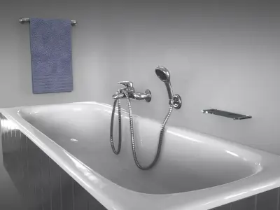 Bathtub bathroom with and sink 3D model