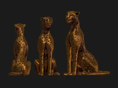 3d model four cheetah statues 3D print model