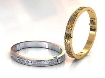 Love C Bracelet Pave 18 cm Size 3D print model