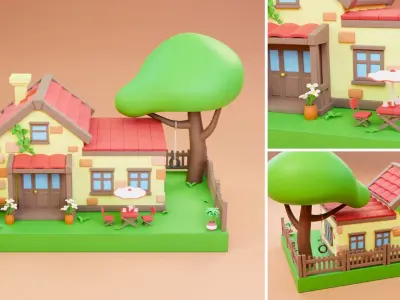 Cartoon Town Islands Exteriors 2 Low-poly 3D model