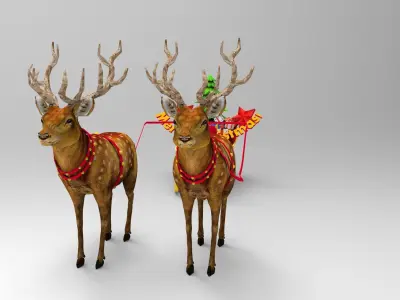 Game Ready Deer Sleigh Low-poly 3D model