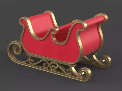 Luxury Santa Sleigh Low-poly 3D model