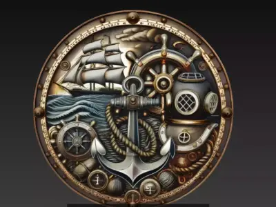 Maritime Anchor Medallion Collection - Ornamental Nautical 3D