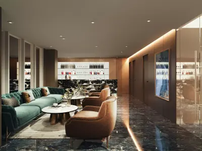 Modern club bar and cigar bar Low-poly 3D model