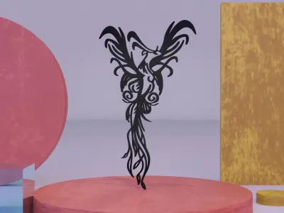 Phoenix - Immortal bird 03 Low-poly 3D model