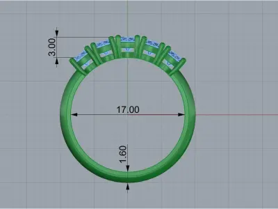 ring with stones 3D print model