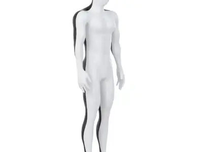 Male Sports Mannequin Half Black Half White 118 3D model
