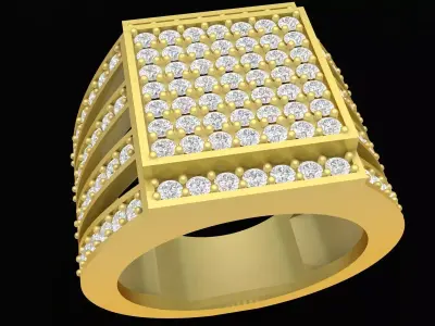 Luxury Square Pave Diamond Men Ring 3D Model 3375 3D print model