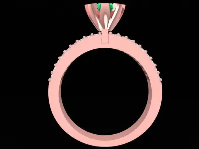 Luxury Emerald and Diamond Engagement Ring for Women 2649 3D print model