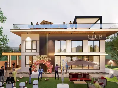 Modern Rooftop and Lawn Party House Low-poly 3D model