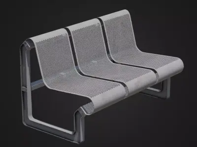 Dirty Metal Bench 05 Low-poly 3D model