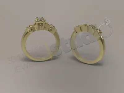 Luxury two similar leaf ring 3d model design 3D print model