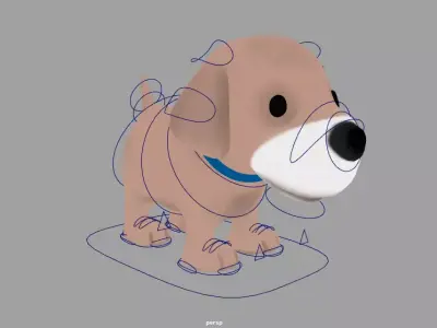 cartoon dog rig and animate Low-poly 3D model