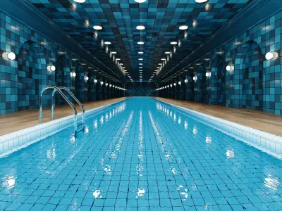 Stylized Indoor Swimming Pool Tunnel Environment 3D model