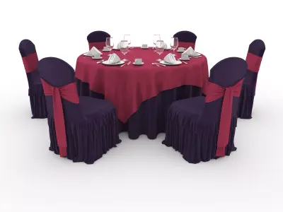 Banquet Table and Chair 63 3D model