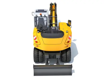 Construction Wheeled Excavator 3D model