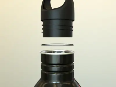 Metal Bottle Water Low-poly 3D model