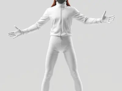 Modern Fencer Character Rigged and Animated D Model Low-poly 3D model