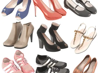 Big set of shoes 3D model