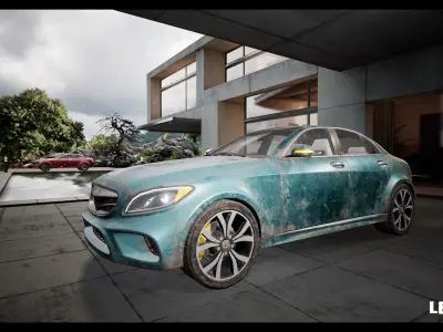 Sedan Car Vehicles Set Driveable Animated Realistic Set of 4 Low-poly 3D model