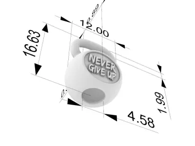 kettle bell pendant with the inscription never give up 3D print model