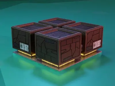 Modular Stylized Cyberpunk Building 6 Free low-poly 3D model