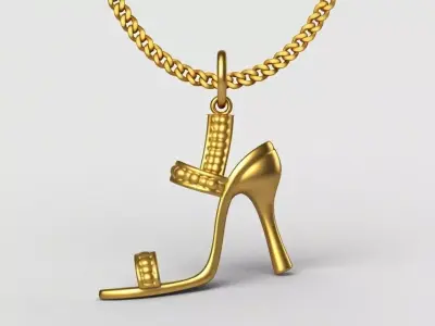 Heel Shoe pendant charms - one inch pendant 3D print model 3D print model