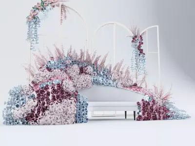 Rose and flowers Wedding seat  3D model