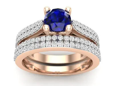 AV 693 Diamond Bridal Engagement Ring With Matching Band 3D print model