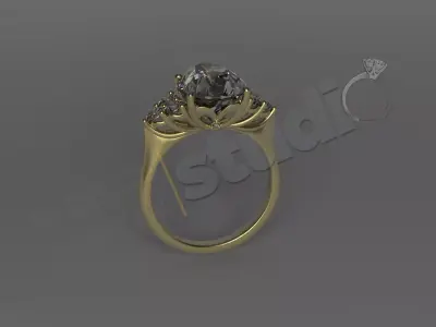 Luxury fashion unique design ring with gems 3d model 3D print model