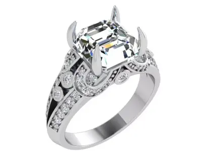Emerald Diamond Ring 3785 3D print model