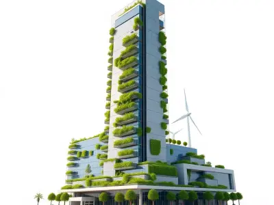 Eco Tower Architecture model pack Low-poly 3D model