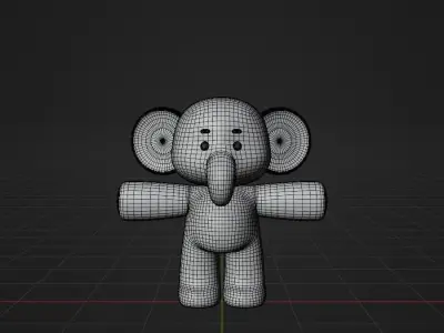 Cartoon cute elephant 3D model
