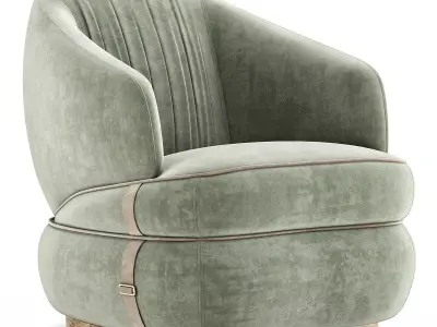 Velvet armchair with armrests BLOOM By Turri Low-poly 3D model