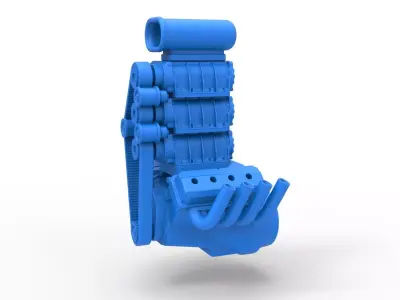 Engine V8 with triple supercharger Version 3 Scale 1 to 25 3D print model