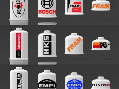 The definitive oil filter pack for scale autos with decal file 3D print model