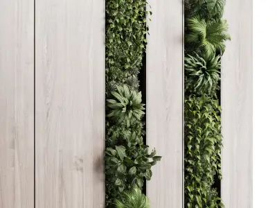 Vertical Wall Garden With wooden frame 3D model
