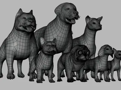 Mega Dog Pack BaseMesh Low-poly 3D model